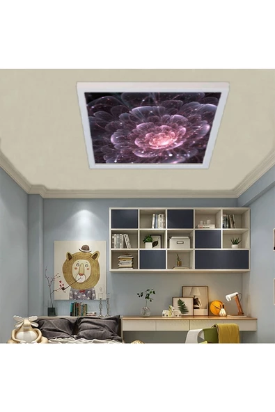 Gökyüzü Panel Yeni 54watt-60x60 -ledli Yatak Odası Avize- Uv Baskı Tasarım Aydınlatma-tavana Yapışık-kolay Montaj - 3