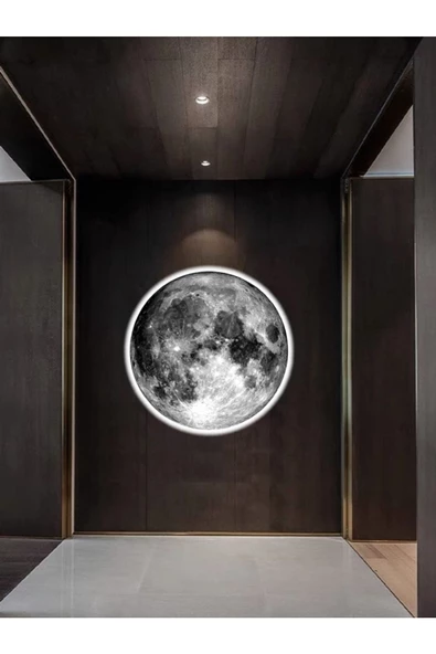 Gökyüzü Panel Moon Led Aplik, 30cm Çap, Led 25watt, Modern, Duvar Aplik, Yatak Odası Aplik, Duvar Lambası, New Art