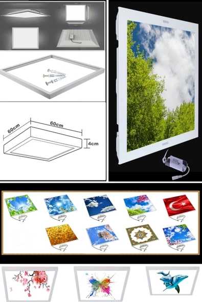 Gökyüzü Panel Yeni Nesil Karete Kit Tasarım Avize 60cm X 60cm 54w - 2