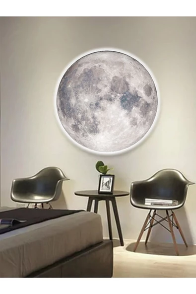 Gökyüzü Panel Salon Aplik Trend Ürün Moon Led Aplik 30cm Çap Led 25 Watt Modern Duvar Aplik Yatak Odası Aplik