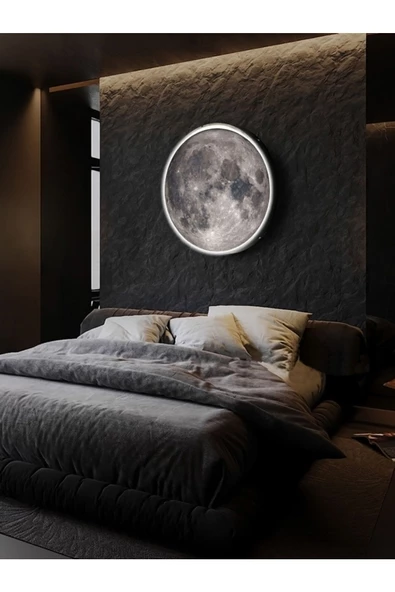 Gökyüzü Panel Moon Led Aplik, 30cm Çap Led 25watt, Modern, Duvar Aplikleri,yatak Odası Aplik,duvar Aplik Modelleri