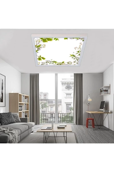 Gökyüzü Panel Baharlım Tavan Avize-60x60-led-54watt-tavana Yapışık Lamba-ev Aydınlatma-modern Salon Avizeleri- Uv