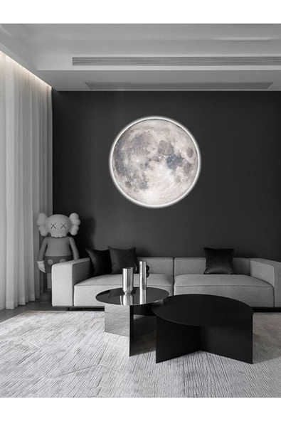 Gökyüzü Panel Yatak Odası Aplik Moon Led Aplik 30cm Çap Led 25watt - 2