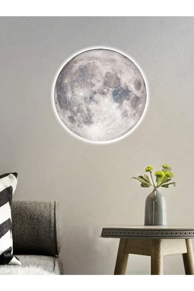 Gökyüzü Panel Salon Aplik-moon Led Aplik,30cm Çap, Led 25watt Modern Duvar Aplik Yatak Odası Aplik Duvar Lambası