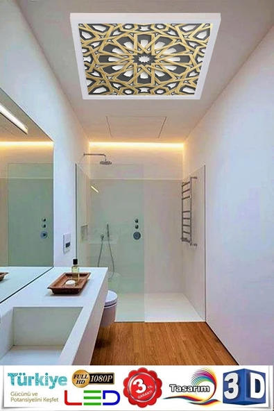 Gökyüzü Panel 3d Baskılı Led Avize Mimari Desen Tavan 54w Led Aydınlatma 60cmx60cm