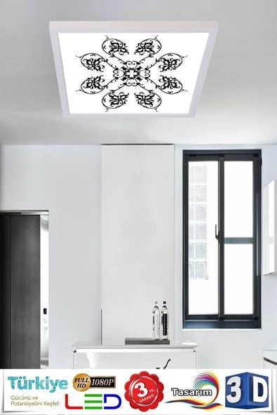Gökyüzü Panel Desenli Panel Avize 54w Led Tavan Aydınlatma 60cmx60cm Beyaz Çerçeve - 2