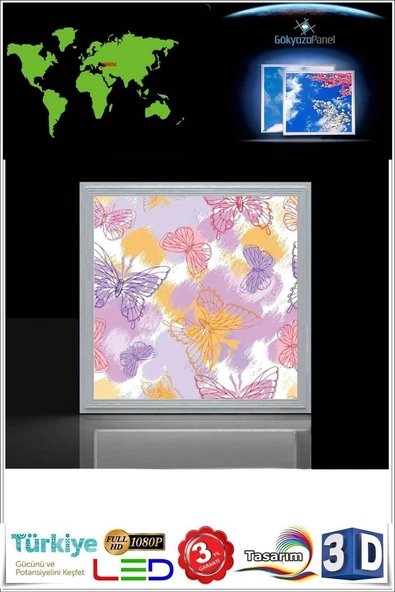 Gökyüzü Panel Modern Desenli Tavan Avize 54w Led Aydınlatma 60cmx60cm Çerçeveli - 2