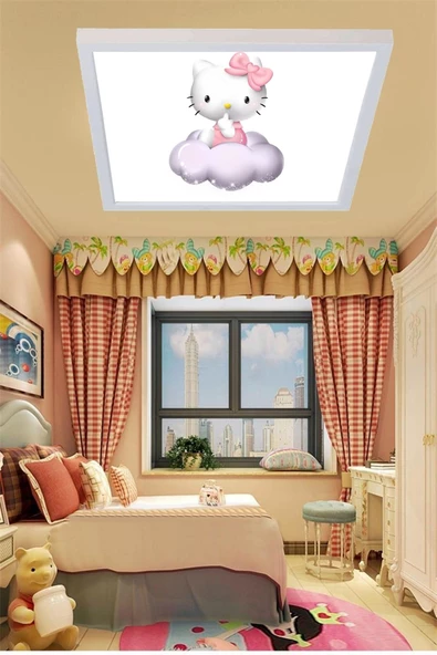 Gökyüzü Panel Hello Kitty 60x60 Çocuk Odası Led Avize Yeni Nesil Led Avize - 4