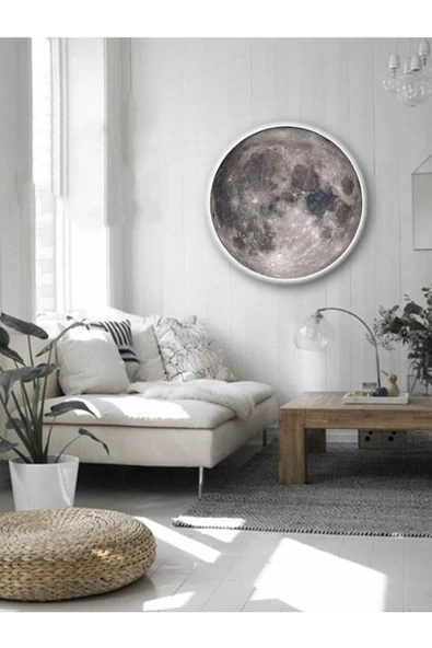 Gökyüzü Panel Moon,led Aplik,30cm Çap Led 25watt, Modern,duvar Aplik,led, Yatak Odası Aplik,yatak Başı Aplik, New - 4