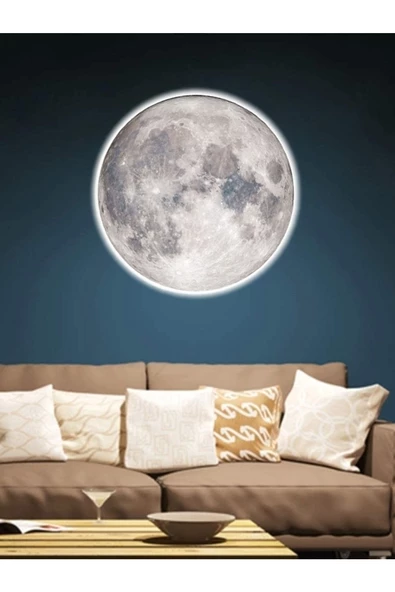 Gökyüzü Panel Moon Led Aplik,30cm Çap, Led 25watt, Modern, Duvar Aplik, Yatak Odası Aplik,salon Aplik Modelleri - 4