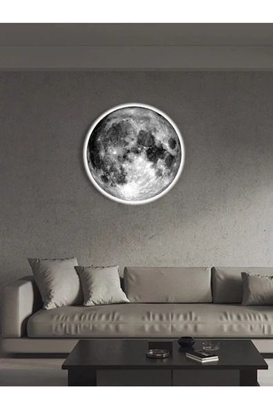 Gökyüzü Panel Moon Led Aplik, 30cm Çap, Led 25watt, Modern,duvar Aplik,yatak Odası Aplik, Duvar Lambası, Led Aplik