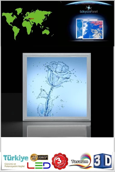 Gökyüzü Panel Yeni Tasarım Su Gülü Model Led Panel Avize 54w Led Aydınlatma 60cmx60cm - 2