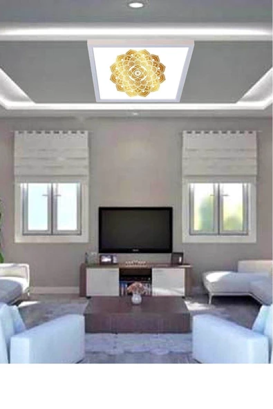 Gökyüzü Panel Nihan-salon Led Aydınlatma Avize- 54w Yeni Tasarım 60x60 -beyaz Işık-tavan Lambası - 6