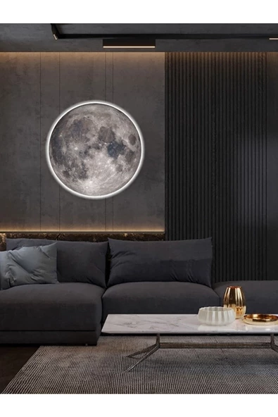 Gökyüzü Panel Moon,led Aplik,30cm Çap Led 25watt, Modern,duvar Aplik,led, Yatak Odası Aplik,yatak Başı Aplik, New - 4