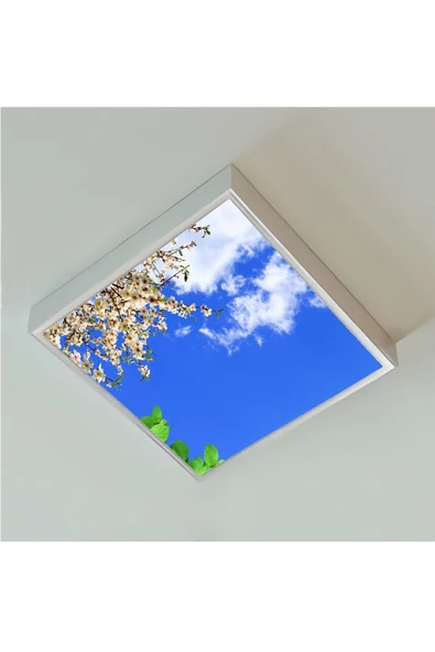 Gökyüzü Panel Modern Salon Avize 54watt- Kare 60cmx60cm -Yeni Tasarım Aydınlatma- Tavana Yapışık Model - 2