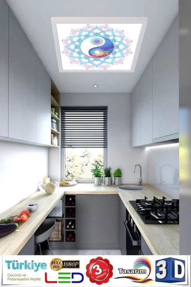 Gökyüzü Panel Ying-yang Model Led Panel Avize 54w Led Aydınlatma 60cmx60cm