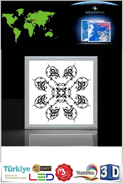 Gökyüzü Panel Desenli Panel Avize 54w Led Tavan Aydınlatma 60cmx60cm Beyaz Çerçeve - 4