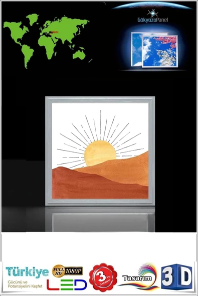 Gökyüzü Panel Pastel Art Desenli Tavan Armatürü 54w Led Aydınlatma Hd Avize 60cmx60cm - 2