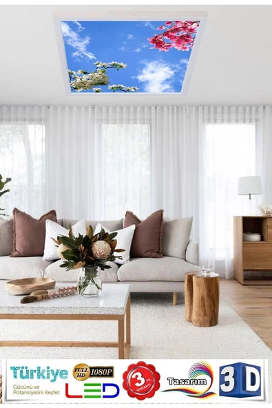 Gökyüzü Panel Çiçekli Gökyüzü Baskılı - 54w Avize,yeni Nesil Aydınlatma ürün görseli 1