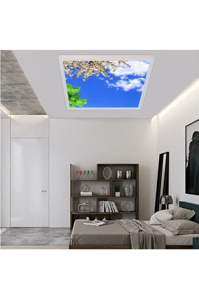 Gökyüzü Panel Modern Salon Avize 54watt- Kare 60cmx60cm -Yeni Tasarım Aydınlatma- Tavana Yapışık Model - 4