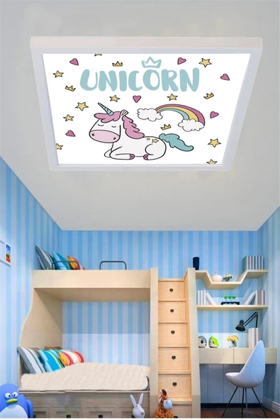 Gökyüzü Panel Unicorn Tasarım Led Avize 60x60 Ledli Beyaz Kasa - 3