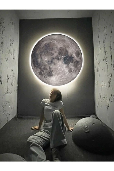 Gökyüzü Panel Modern Aplik - Moon Led Aplik, 30cm Çap Led 25watt, Duvar Aplikleri, Trendyol Aplik, Aplik Modelleri - 6