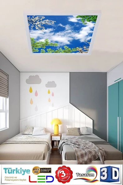 Gökyüzü Panel Ağaçlı Gökyüzü Avize 54w Yeni Nesil Aydınlatma 60x60 - 3