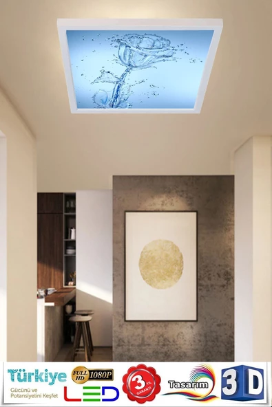 Gökyüzü Panel Yeni Tasarım Su Gülü Model Led Panel Avize 54w Led Aydınlatma 60cmx60cm - 3