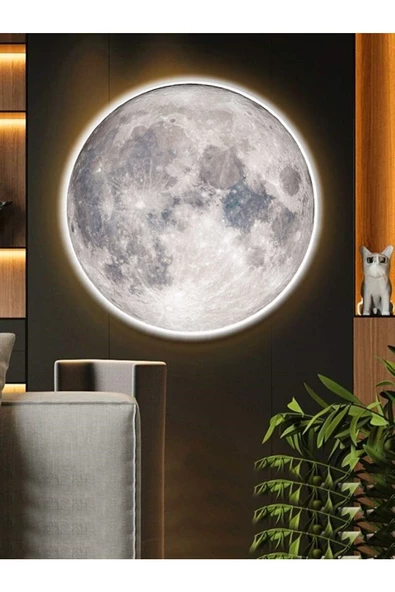 Gökyüzü Panel Yatak Odası Led Aplik-moon Led Aplik,30cm Çap, Led 25watt, Modern, Duvar Aplik, Yatak Odası Aplik-a+ - 6