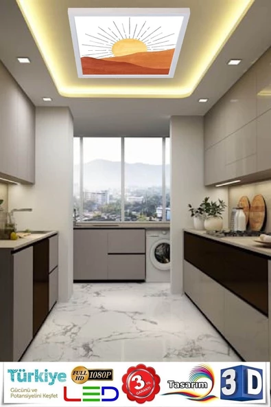 Gökyüzü Panel Pastel Art Desenli Tavan Armatürü 54w Led Aydınlatma Hd Avize 60cmx60cm - 5
