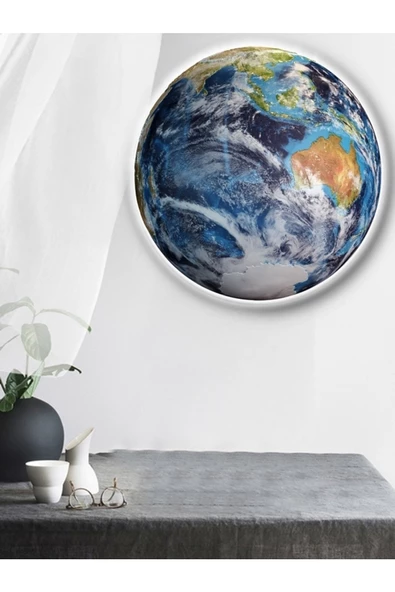 Gökyüzü Panel World Model,led Aplik, 30cm Çap,led 25watt, Modern,duvar Aplik, Yatak Odası Aplik,yatak Başı Aplik, - 4
