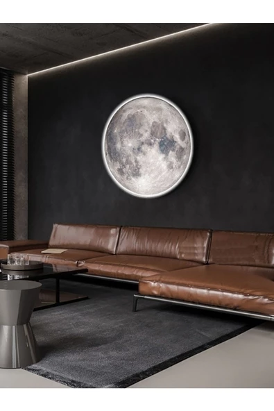 Gökyüzü Panel Moon Led Aplik,30cm Çap, Led 25watt, Modern, Duvar Aplik, Yatak Odası Aplik,salon Aplik Modelleri - 2