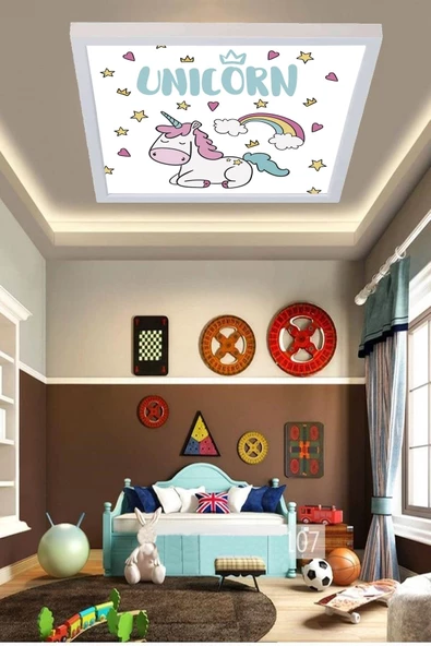 Gökyüzü Panel Unicorn Tasarım Led Avize 60x60 Ledli Beyaz Kasa - 2