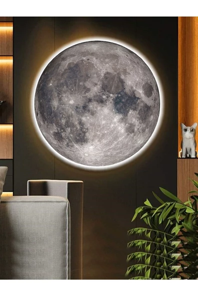 Gökyüzü Panel Moon Led Aplik, 30cm Çap Led 25watt, Modern, Duvar Aplikleri,yatak Odası Aplik,duvar Aplik Modelleri - 2