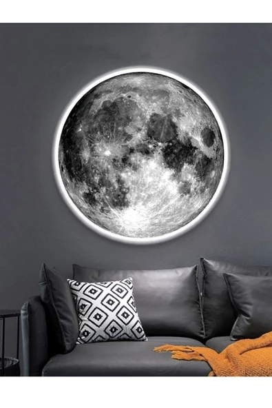 Gökyüzü Panel Moon Led Aplik, 30cm Çap, Led 25watt, Duvar Aplik, Yatak Odası Aplik, Duvar Lambası, Aplik Modelleri