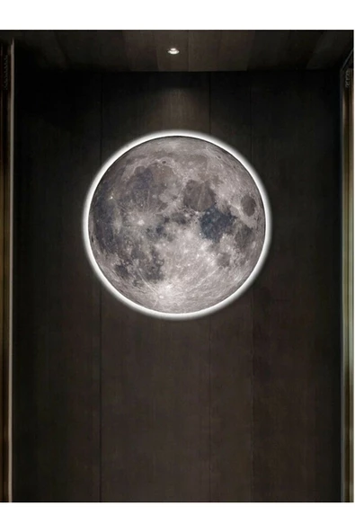 Gökyüzü Panel Moon Led Aplik, 30cm Çap Led 25watt, Modern, Duvar Aplikleri,yatak Odası Aplik,duvar Aplik Modelleri - 6