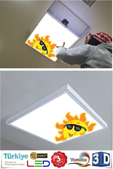 Gökyüzü Panel Kibar Tasarım Desenli Led Tavan 54w Avize 60cmx60cm - 6