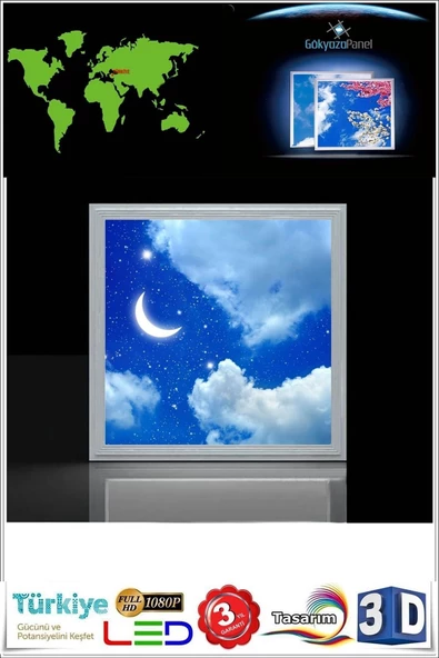 Gökyüzü Panel Yatak Odası-aydede Model 54w Yeni Nesil Aydınlatma 60x60 Led Avize - 2