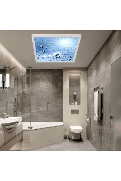 Gökyüzü Panel 3 Yıl Garantili Avize -54watt-60x60 -led Banyo Tasarım Aydınlatma- Tavana Yapışık-kolay Montaj Avize
