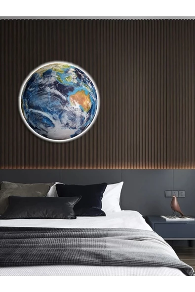 Gökyüzü Panel Modern World, Led Aplik, 30cm Çap,led 25watt, Modern,duvar Aplik, Yatak Odası Aplik,yatak Başı Aplik - 6