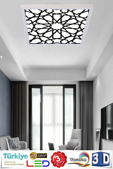 Gökyüzü Panel Selçuklu Desen 54w Yeni Nesil Aydınlatma 60x60 Led Avize