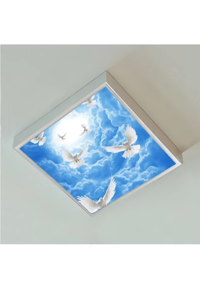 Gökyüzü Panel 54watt-güçlü Işık-modern Tasarım-60x60 54w Ledli Tavan Avize-kuş Cenneti-tavana Yapışık Salon Avize - 2
