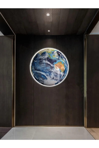 Gökyüzü Panel World Model,led Aplik, 30cm Çap,led 25watt, Modern,duvar Aplik, Yatak Odası Aplik,iç Mekan Aplik - 6
