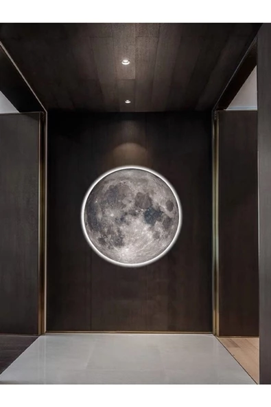 Gökyüzü Panel Moon,led Aplik,30cm Çap Led 25watt, Modern,duvar Aplik,led, Yatak Odası Aplik,yatak Başı Aplik, New - 5