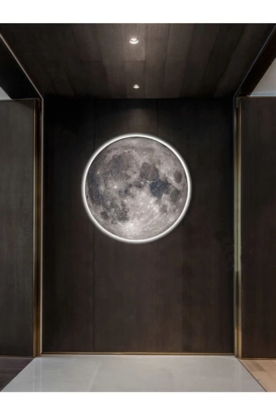 Gökyüzü Panel Moon,led Aplik,30cm Çap Led 25watt, Modern,duvar Aplik,led, Yatak Odası Aplik,yatak Başı Aplik, New - 6