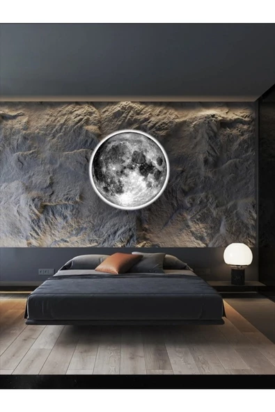 Gökyüzü Panel Moon Led Aplik, 30cm Çap, Led 25watt, Modern,duvar Aplik,yatak Odası Aplik, Duvar Lambası, Led Aplik - 2