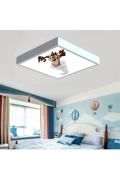 Gökyüzü Panel Tazmanya Canavarı,çocuk Led Lamba-54w Aydınlatma-60cmx60cm Kare-beyaz Işık-metal Çerçeve - 2