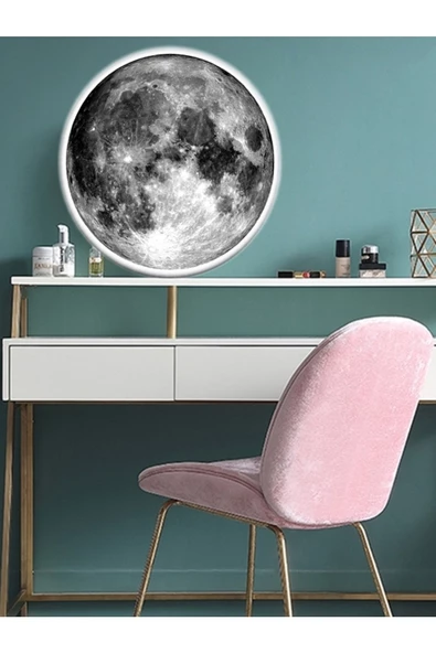 Gökyüzü Panel Moon Led Aplik, 30cm Çap, Led 25 Watt, Modern Aplik, Duvar Aplik, Yatak Odası Aplik, Duvar Lambası - 6