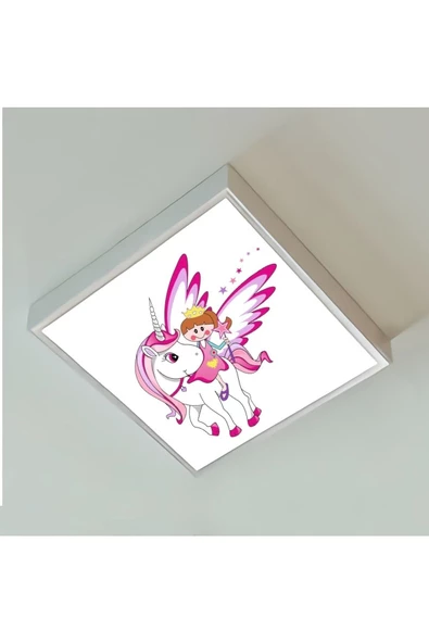 Gökyüzü Panel Unicorn Melek Çocuk Odası Led Avize 60x60cm - 4