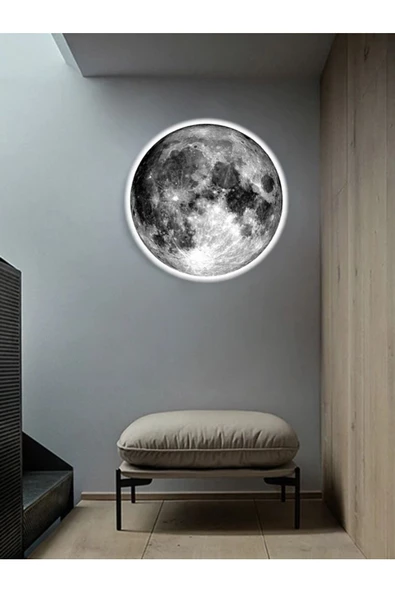 Gökyüzü Panel Moon Led Aplik, 30cm Çap, Led 25watt, Modern,duvar Aplik,yatak Odası Aplik, Duvar Lambası, Led Aplik - 6